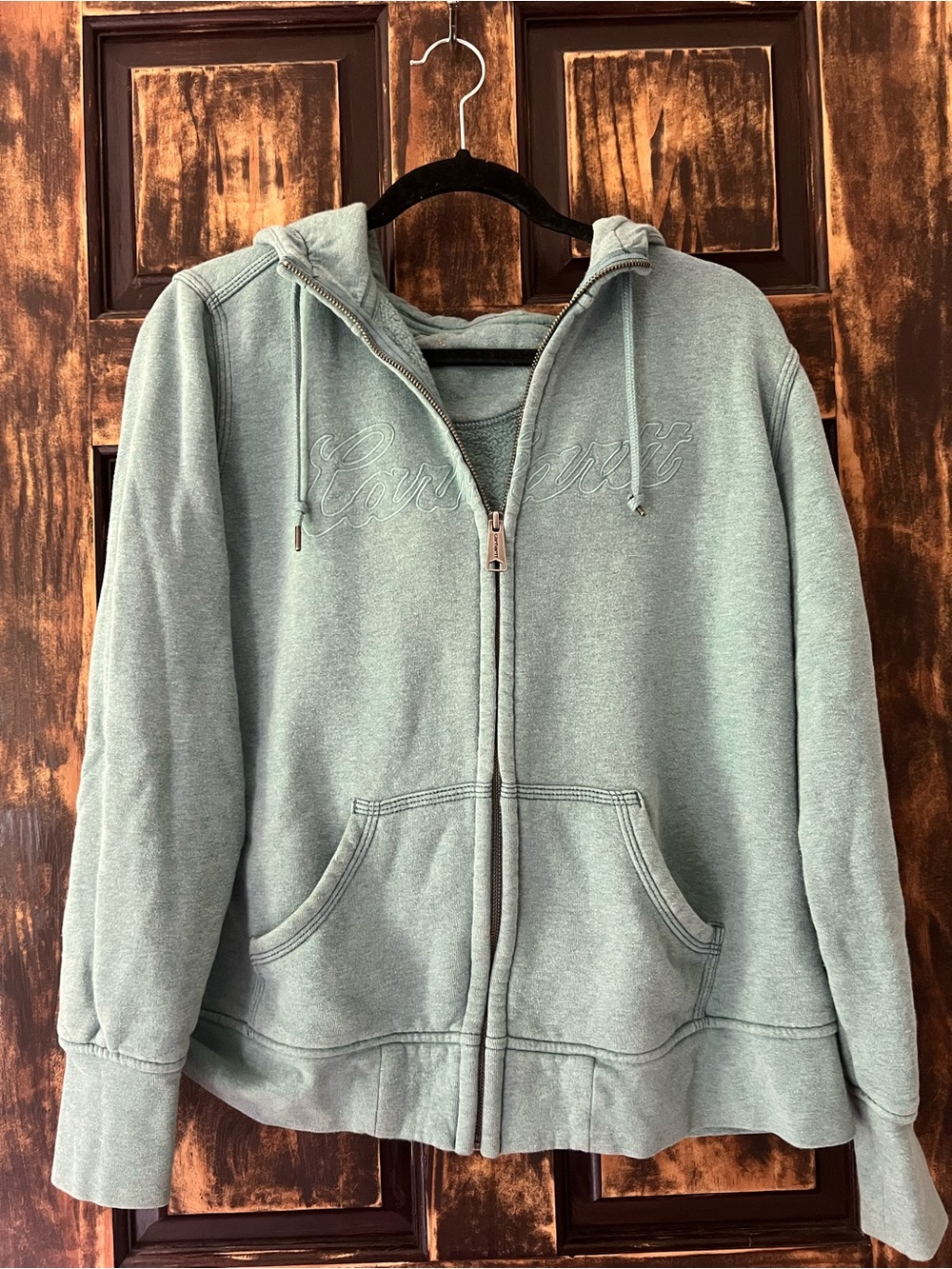 Carhartt Sage Green Full-Zip Hooded Sweatshirt